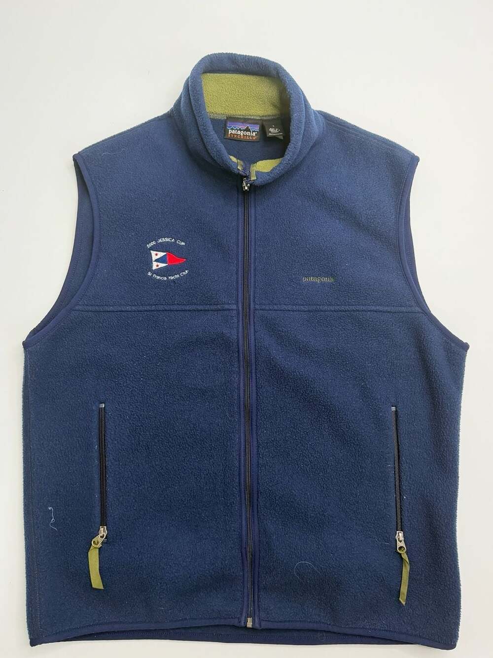 Vintage Patagonia Synchilla Fleece Vest Mens L Blue 2000 Jessica Cup St. Francis